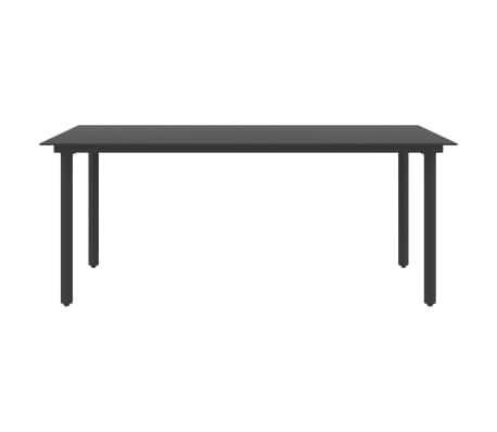 vidaXL Sodo valgomojo stalas, juodas, 190x90x74cm, plienas ir stiklas