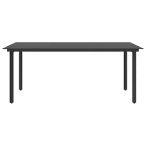 vidaXL Sodo valgomojo stalas, juodas, 190x90x74cm, plienas ir stiklas