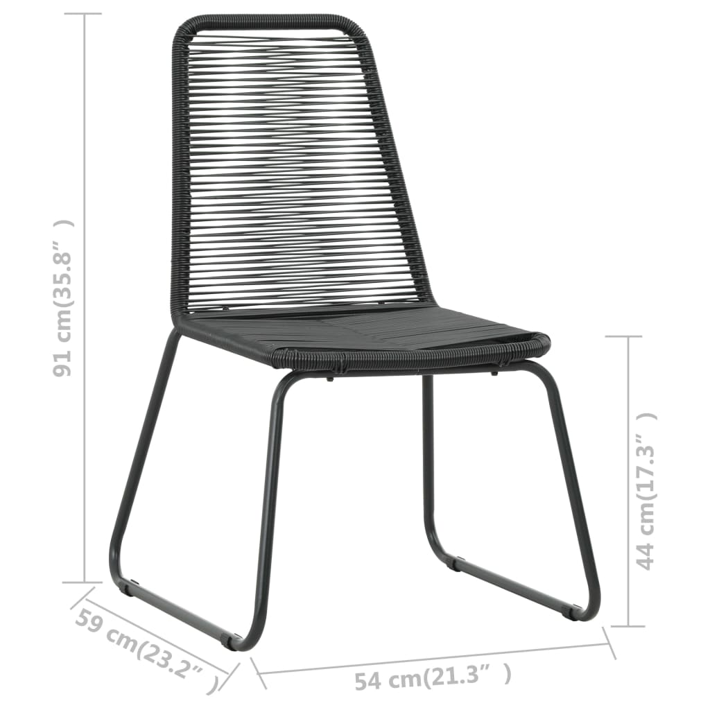 6 db fekete polyrattan kültéri szék 