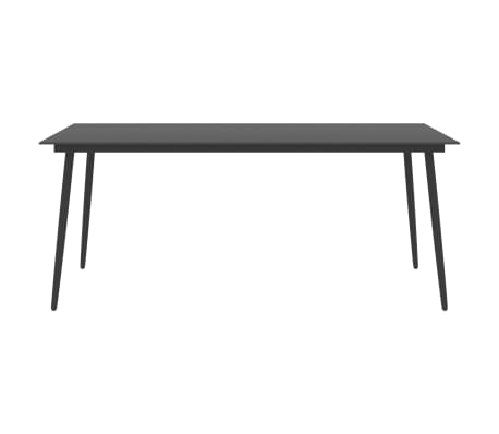 vidaXL Patio Dining Table Black 74.8"x35.4"x29.1" Steel and Glass