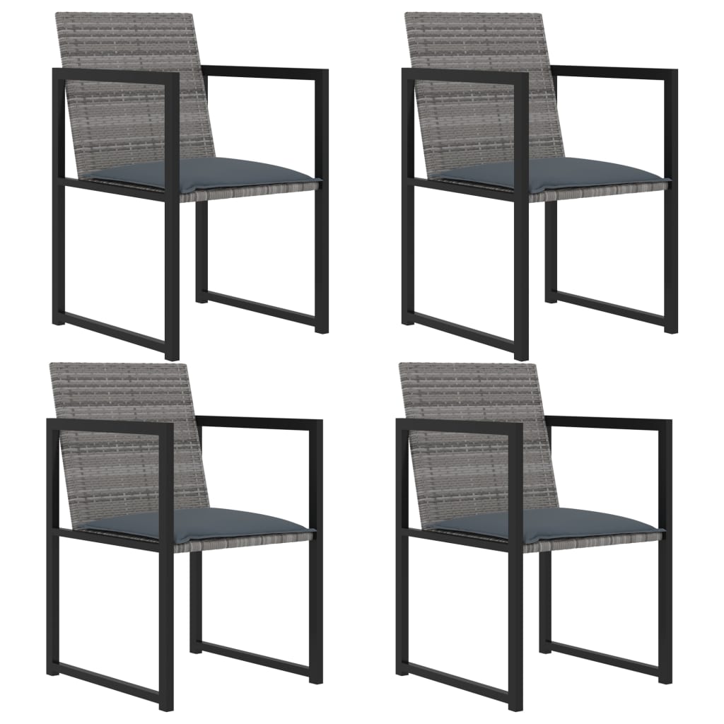 vidaXL 5-delige Tuinset met kussens poly rattan grijs afbeelding