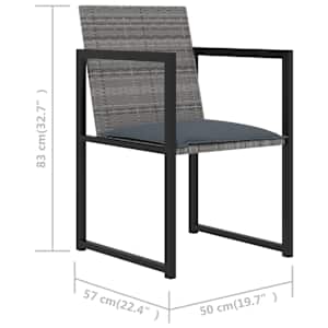 5dílný zahradní jídelní set s poduškami polyratan šedý - obrázek 10