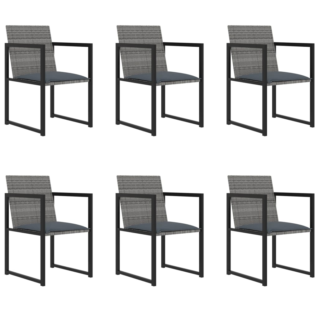 vidaXL 7-delige Tuinset met kussens poly rattan grijs afbeelding