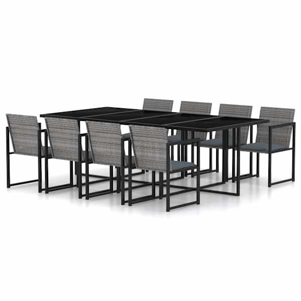vidaXL 9-osaline aiam&ouml;&ouml;bli komplekt patjadega, pol&uuml;rotang, hall