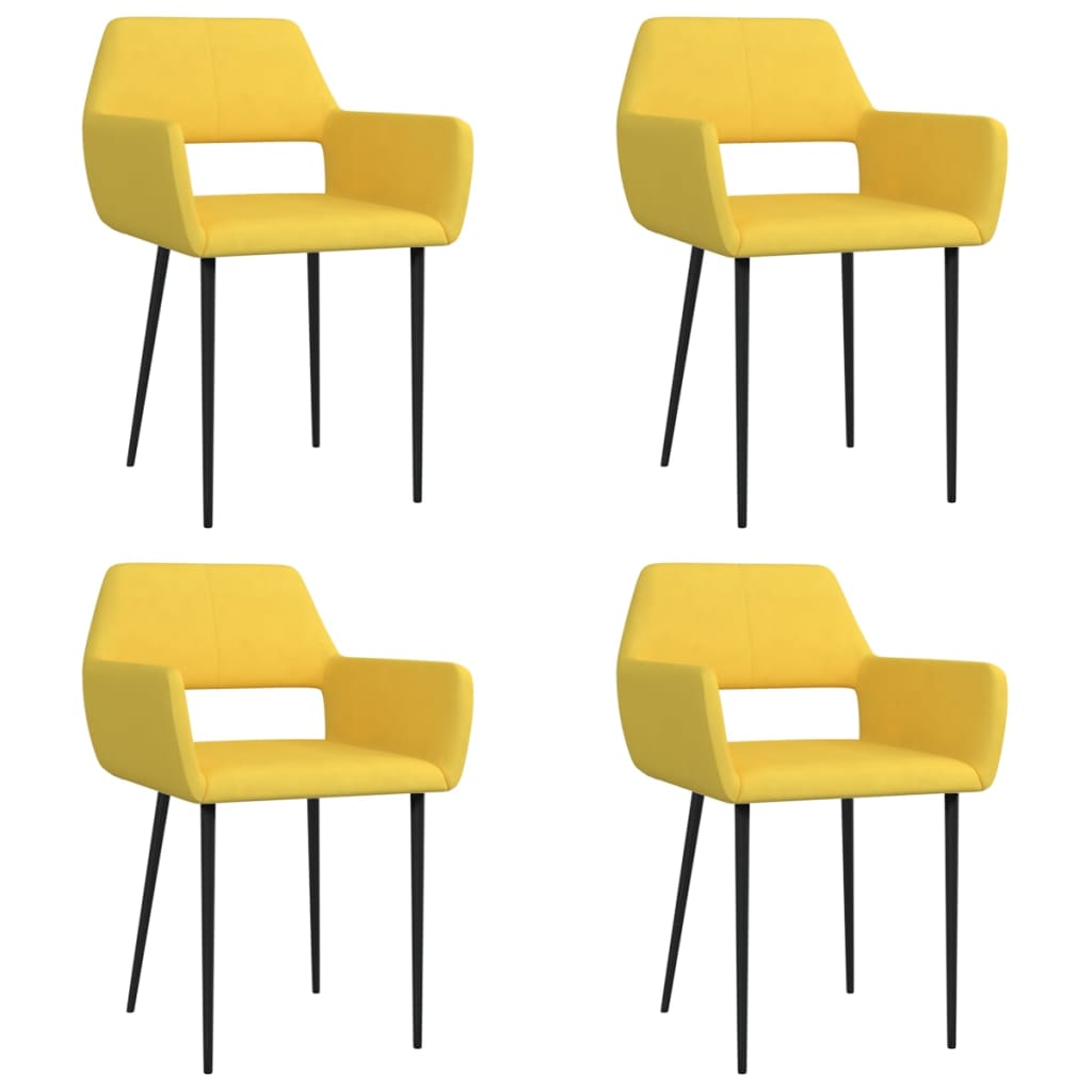 Valgomojo kėdės, 4vnt., geltonos spalvos, audinys (2x322971) | Stepinfit