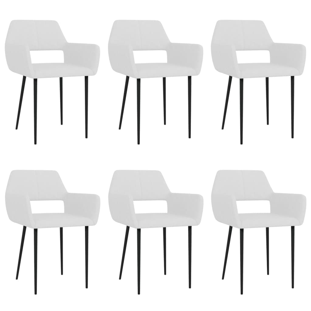 Valgomojo kėdės, 6vnt., baltos spalvos, audinys (3x322965)