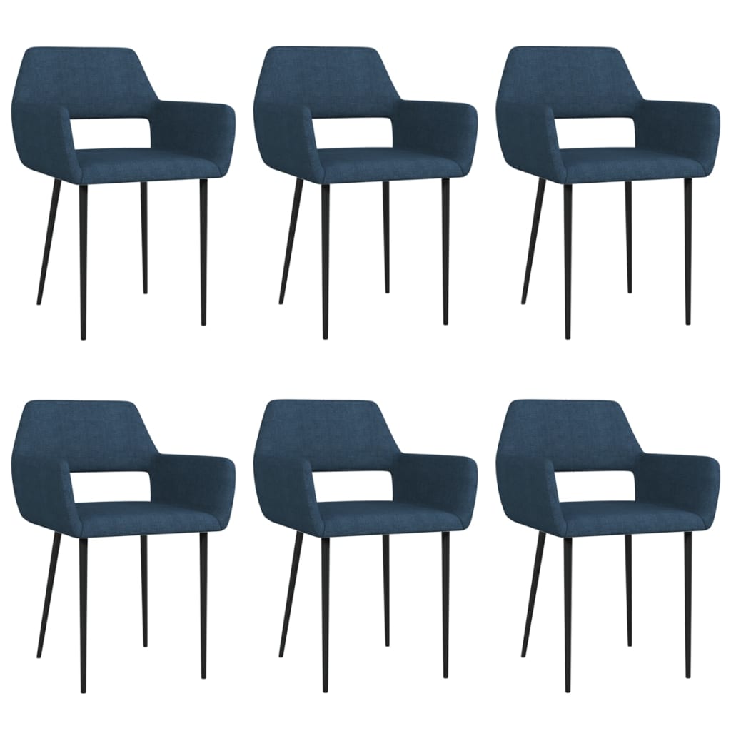 Valgomojo kėdės, 6vnt., mėlynos spalvos, audinys (3x322970)