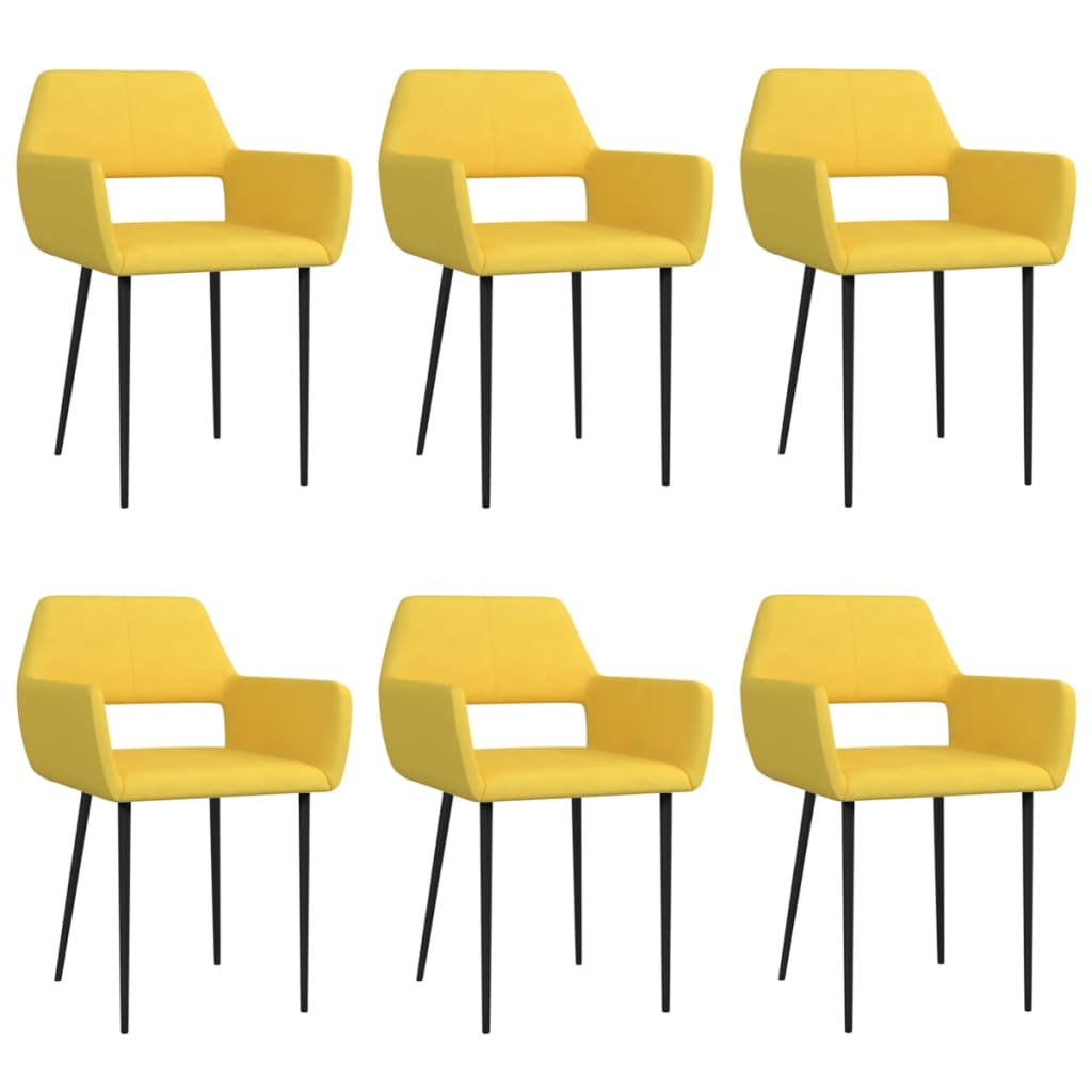Valgomojo kėdės, 6vnt., geltonos spalvos, audinys (3x322971) | Stepinfit