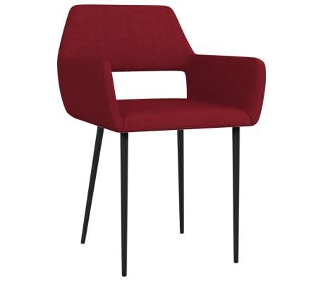 vidaXL Valgomojo kėdės, 6vnt., raudonojo vyno spalvos, audinys