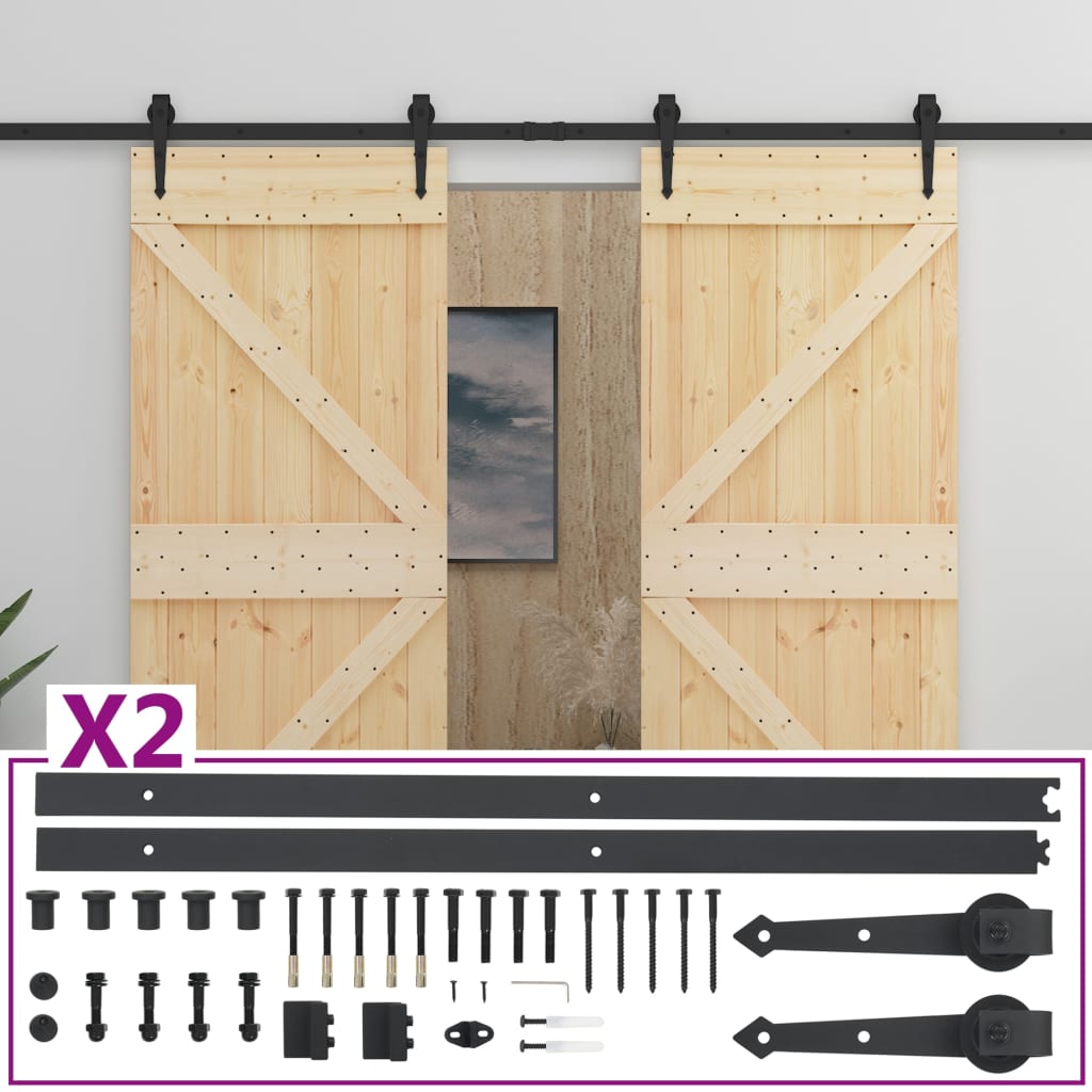 vidaXL Schuifdeur met beslag 80x210 cm massief grenenhout