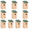 vidaXL lindude pesakastid, 10 tk, nulupuit 12 x 15 x 22 cm