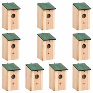 vidaXL lindude pesakastid, 10 tk, nulupuit 12 x 15 x 22 cm