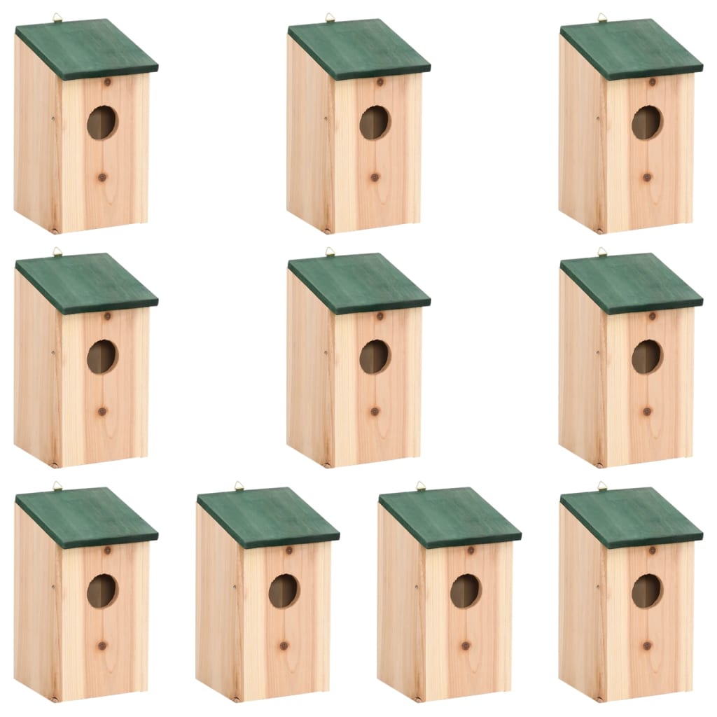 vidaXL Căsuțe de păsări,10 buc., 12x12x22 cm, lemn masiv de brad vidaxl.ro