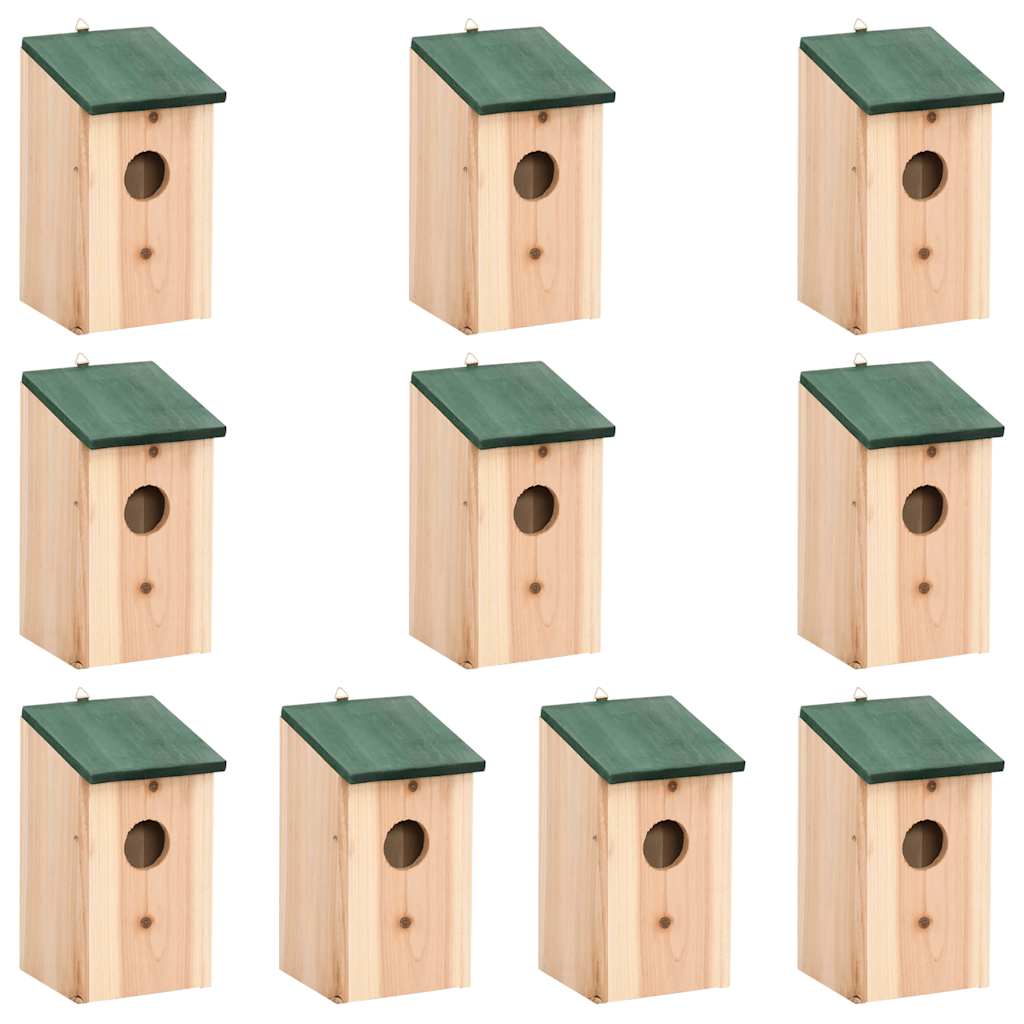 vidaXL Ptačí budky 10 ks masivní jedlové dřevo 12 x 12 x 22 cm