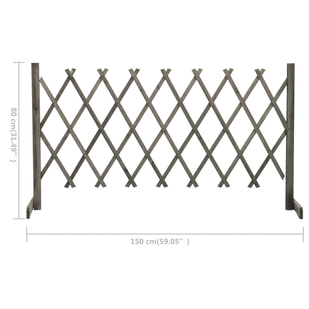 Gard cu zăbrele de grădină, gri, 150x80 cm, lemn masiv de brad
