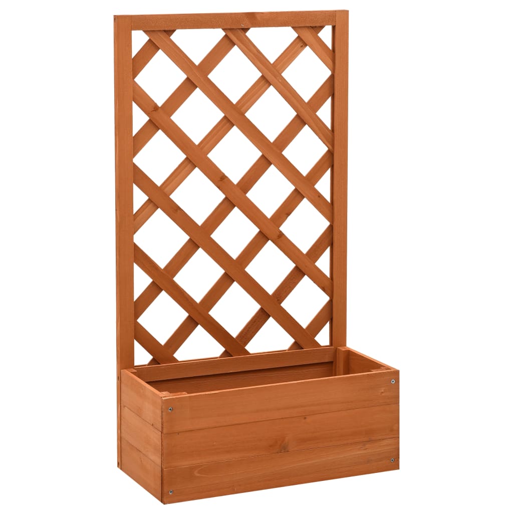  Solid Fir Wood Garden Trellis Planter Planter Pot Raised Bed Grey/Orange vidaXL