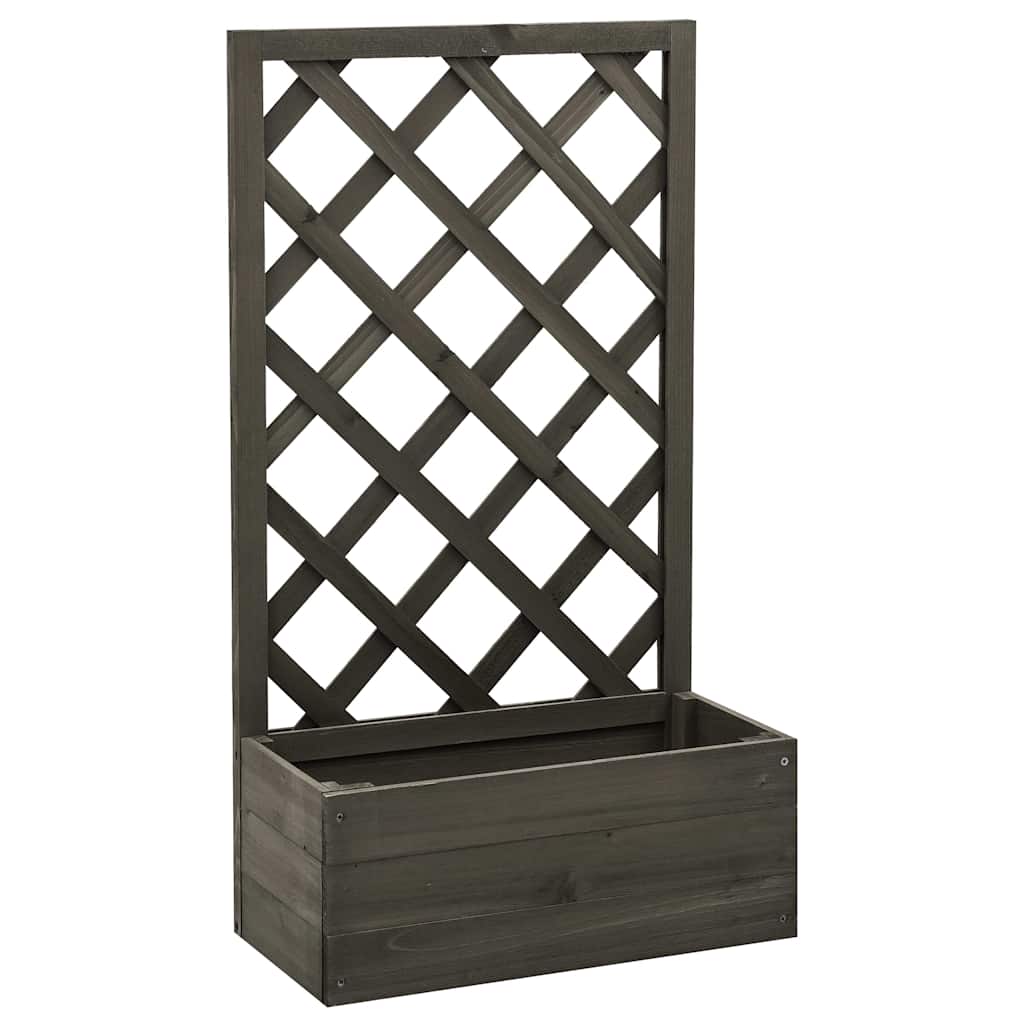 vidaXL Zahradní truhlík s treláží šedý 50 x 25 x 90 cm masivní jedle