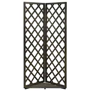 vidaXL Kampinis treliažas, pilkas, 50x50x145cm, eglės masyvas