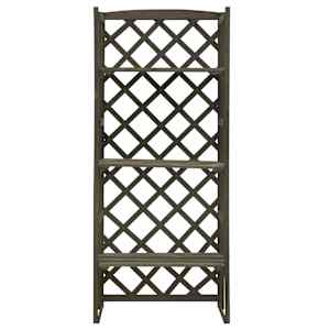 vidaXL Plantenrek met latwerk 60x30x140 cm massief vurenhout grijs