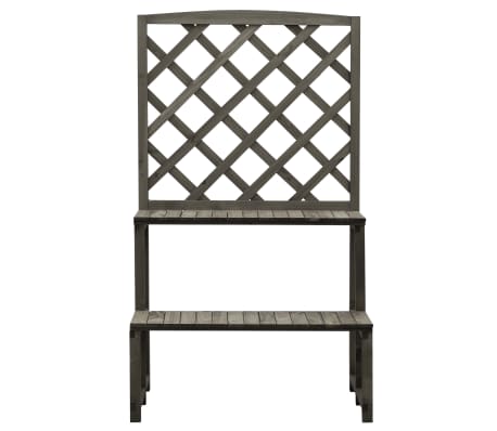 vidaXL Blumentreppe mit Rankgitter Grau 70x42x120 cm Massivholz Tanne