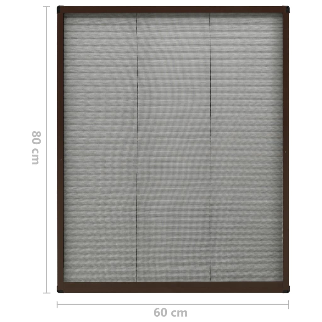 Barna alumínium pliszé ablakszúnyogháló 60 x 80 cm 