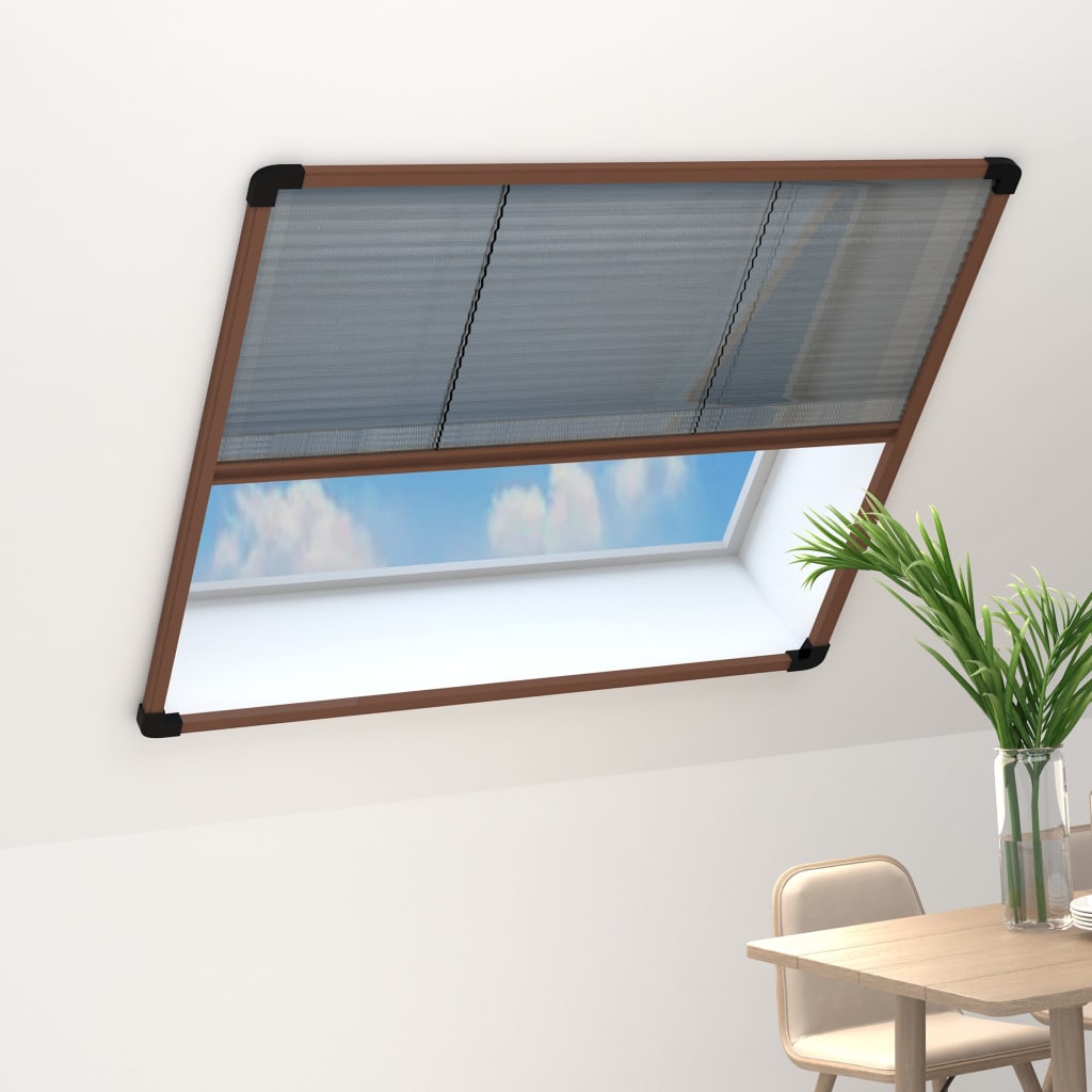 vidaXL Plasă insecte plisse pentru ferestre, maro, 120x120cm, aluminiu