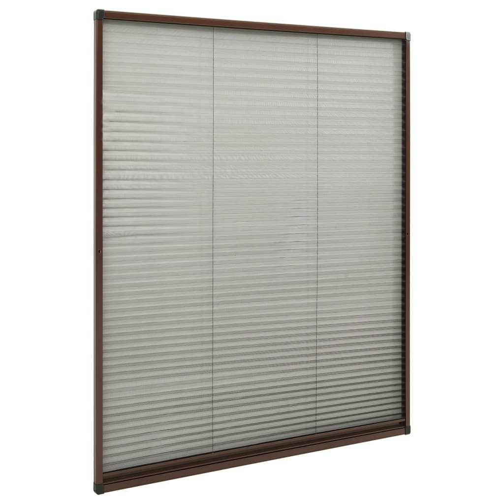 vidaXL Mosquitera plisada para ventanas aluminio marrón 110x160 cm