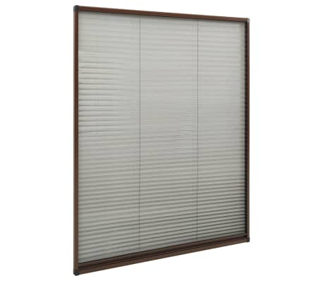 vidaXL Plissert insektskjerm for vindu aluminium brun 110x160 cm