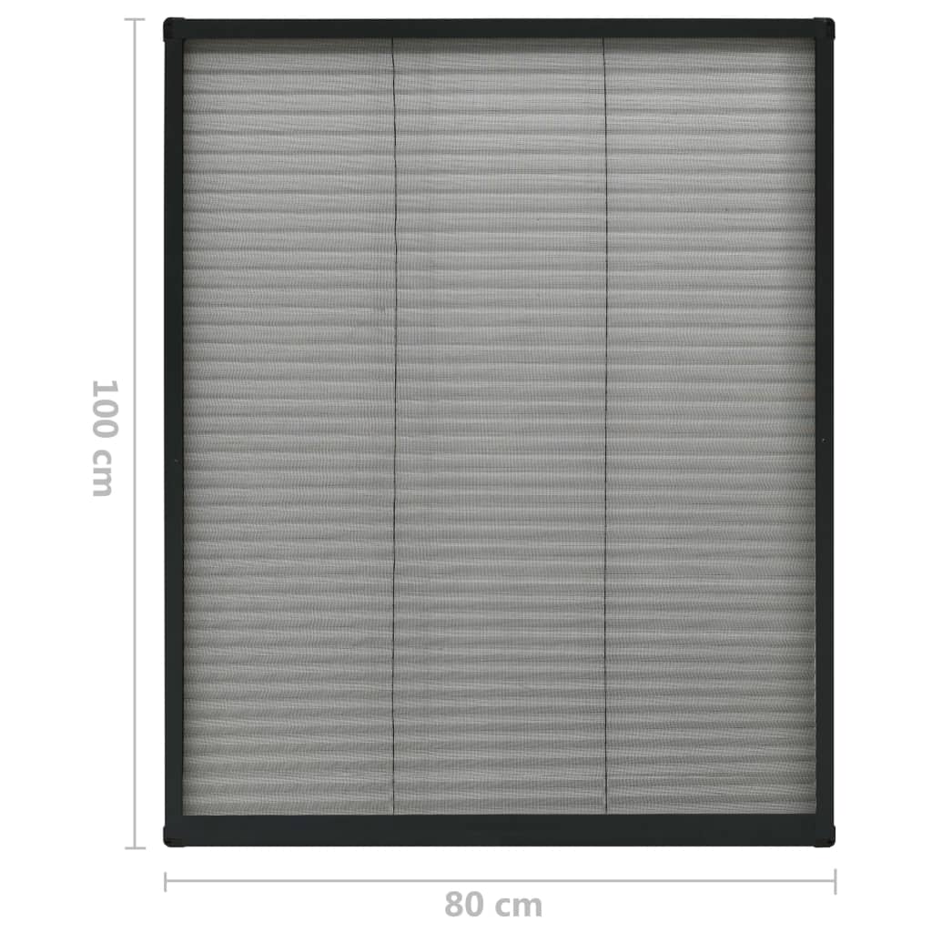 Antracitszürke alumínium pliszé ablakszúnyogháló 80 x 100 cm 