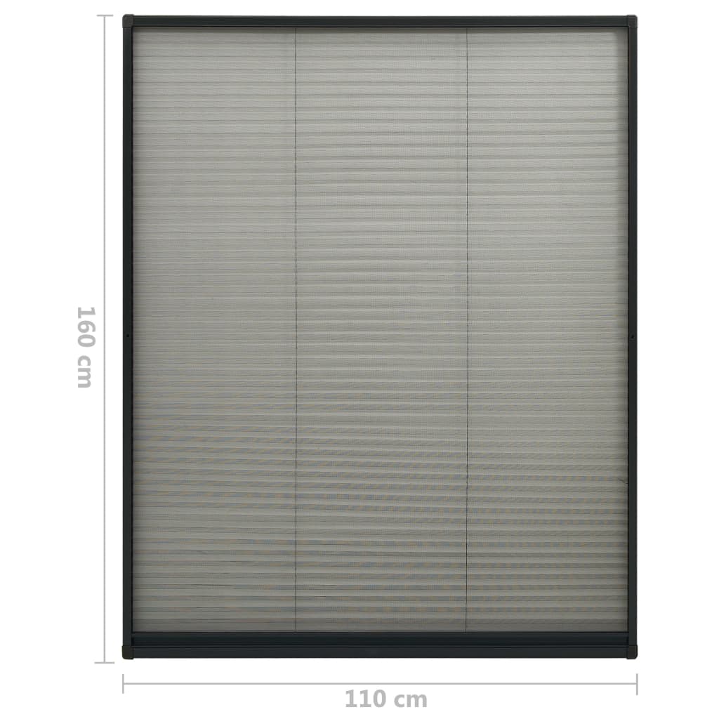 Antracitszürke alumínium pliszé ablakszúnyogháló 110 x 160 cm 