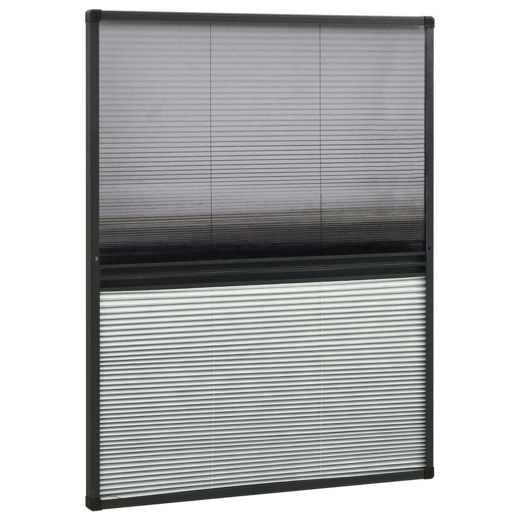 vidaXL Plissert insektskjerm vindu aluminium 60x80 cm med solskjerm