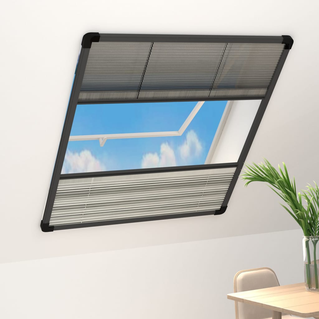 Plisovaná okenní síť proti hmyzu se zástěnou hliník 80 x 100 cm