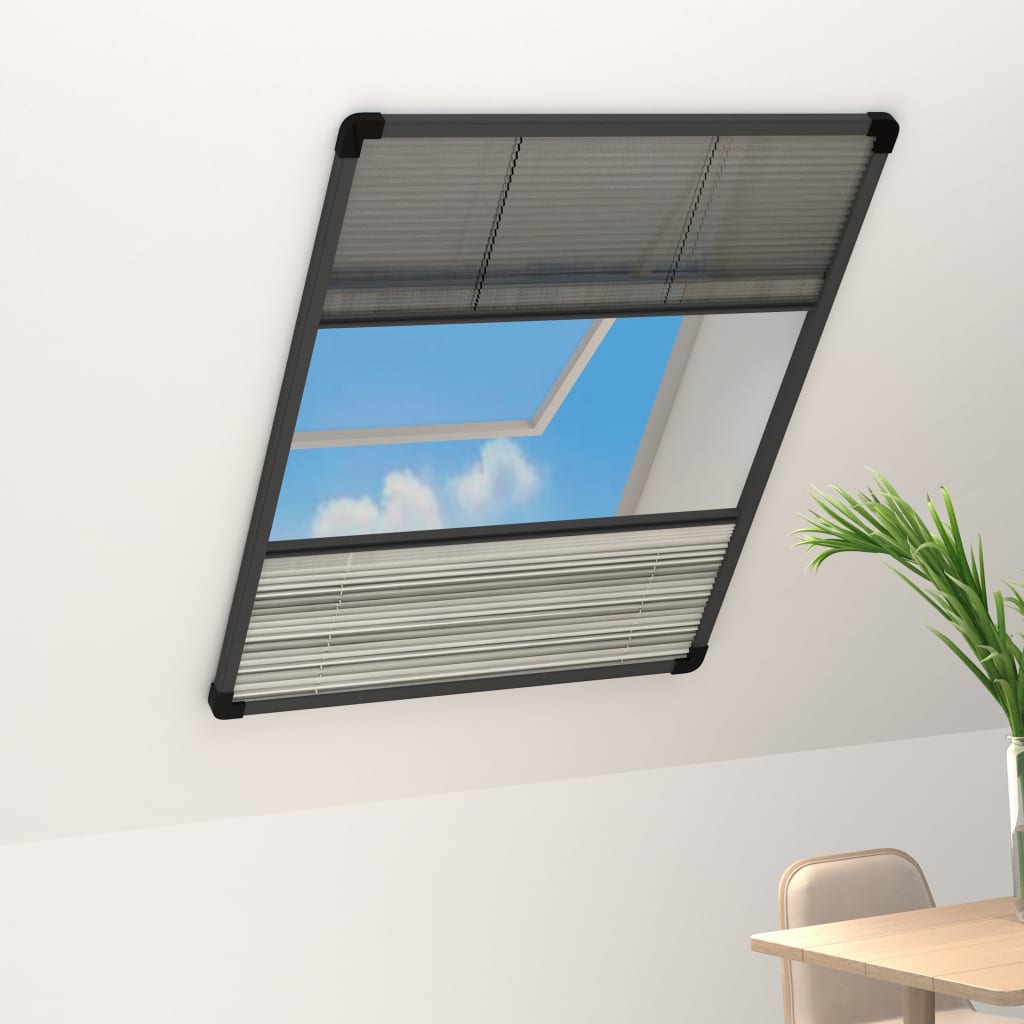 Plisovaná okenní síť proti hmyzu se zástěnou hliník 80 x 120 cm