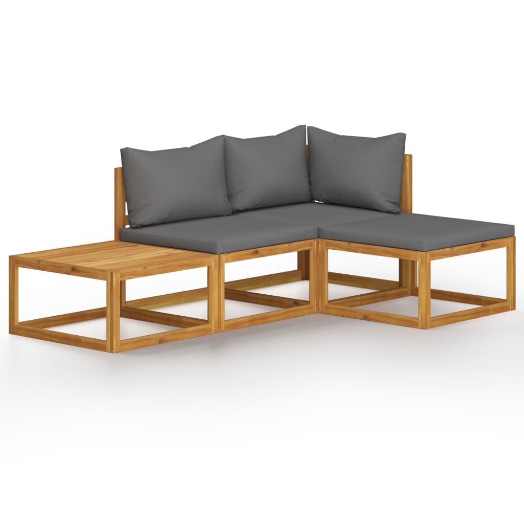 

vidaXL 4 Piece Patio Lounge Set with Cushion Solid Acacia Wood
