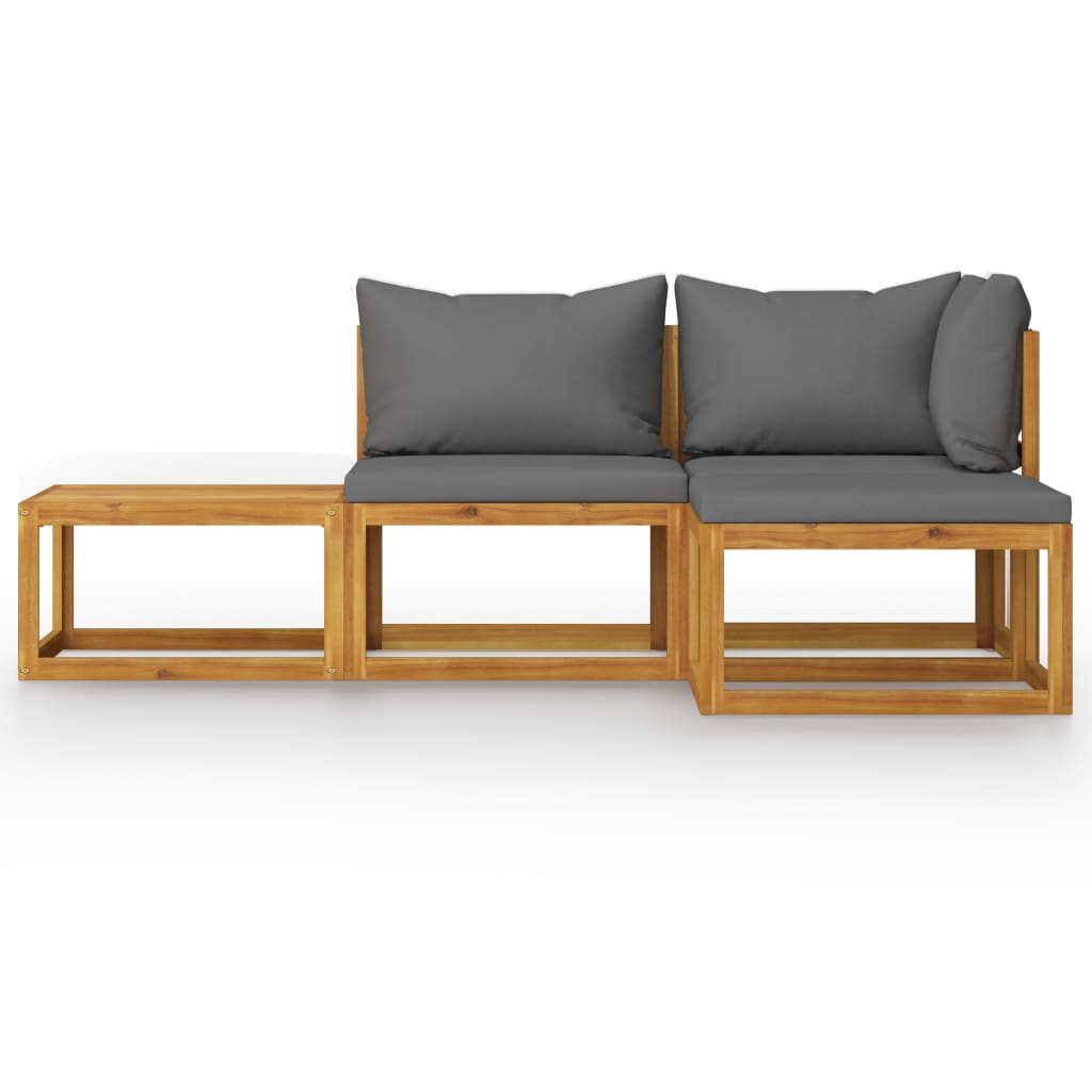 vidaXL 4-delige Loungeset met kussens massief acaciahout afbeelding