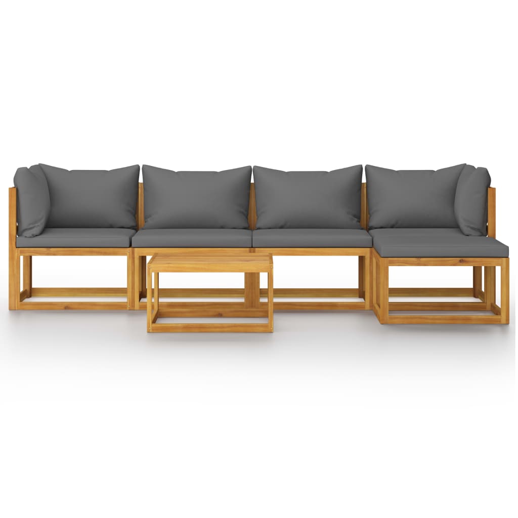 vidaXL 6-delige Loungeset met kussens massief acaciahout afbeelding