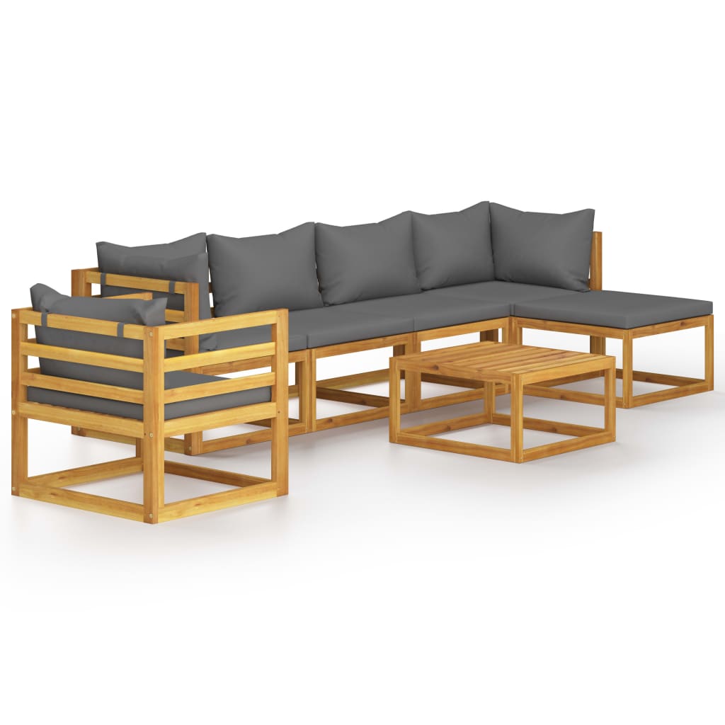 vidaXL 7-delige Loungeset met kussens massief acaciahout