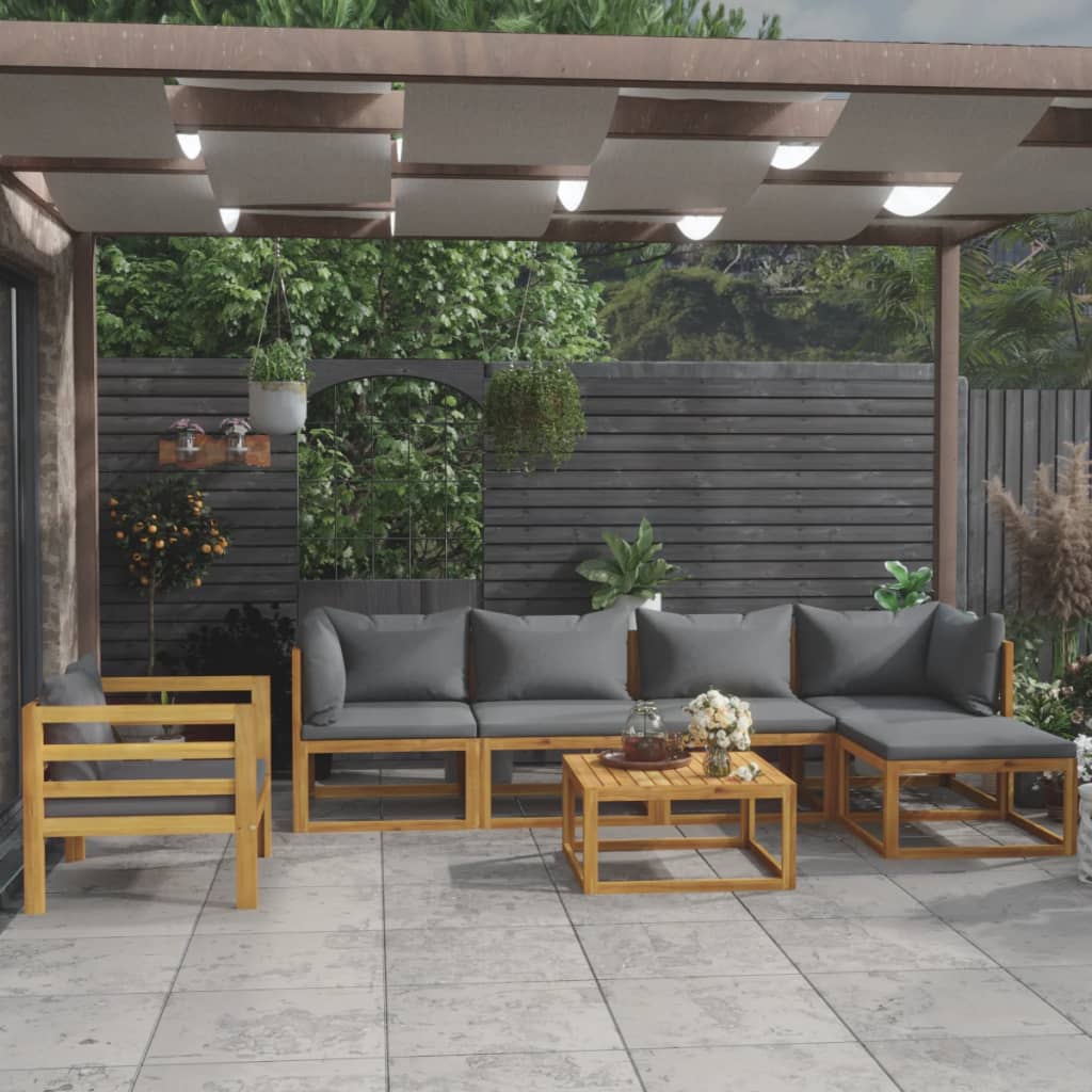 vidaXL 7-tlg. Garten-Lounge-Set mit Auflage Massivholz Akazie