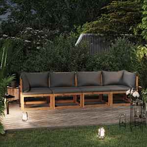 Vrtna zofa za 4 osebe z blazinami trden akacijev les