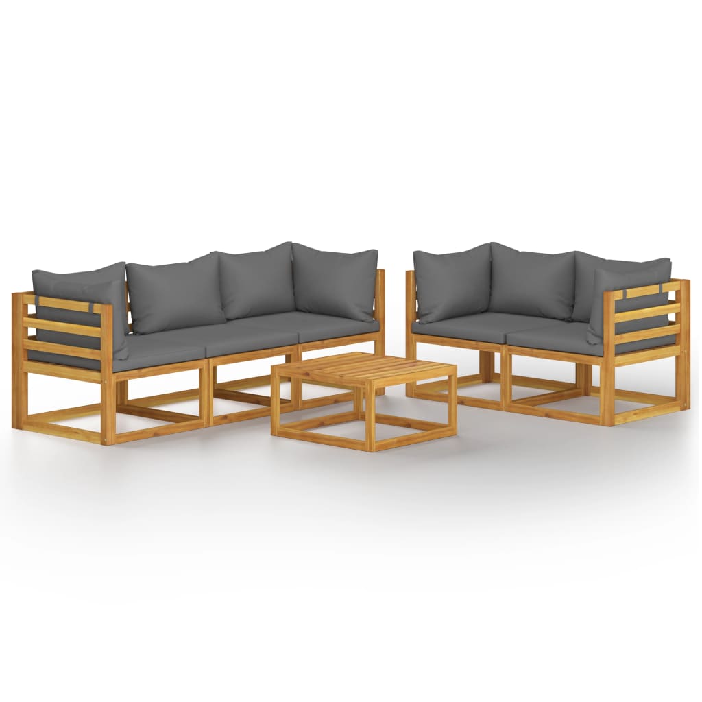 

vidaXL 6 Piece Patio Lounge Set with Cushion Solid Acacia Wood