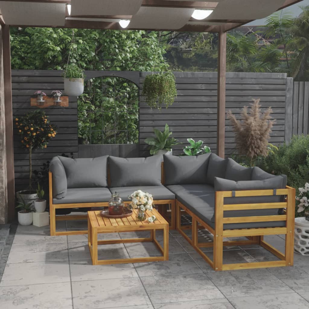 vidaXL 6-tlg. Garten-Lounge-Set mit Auflagen Massivholz Akazie