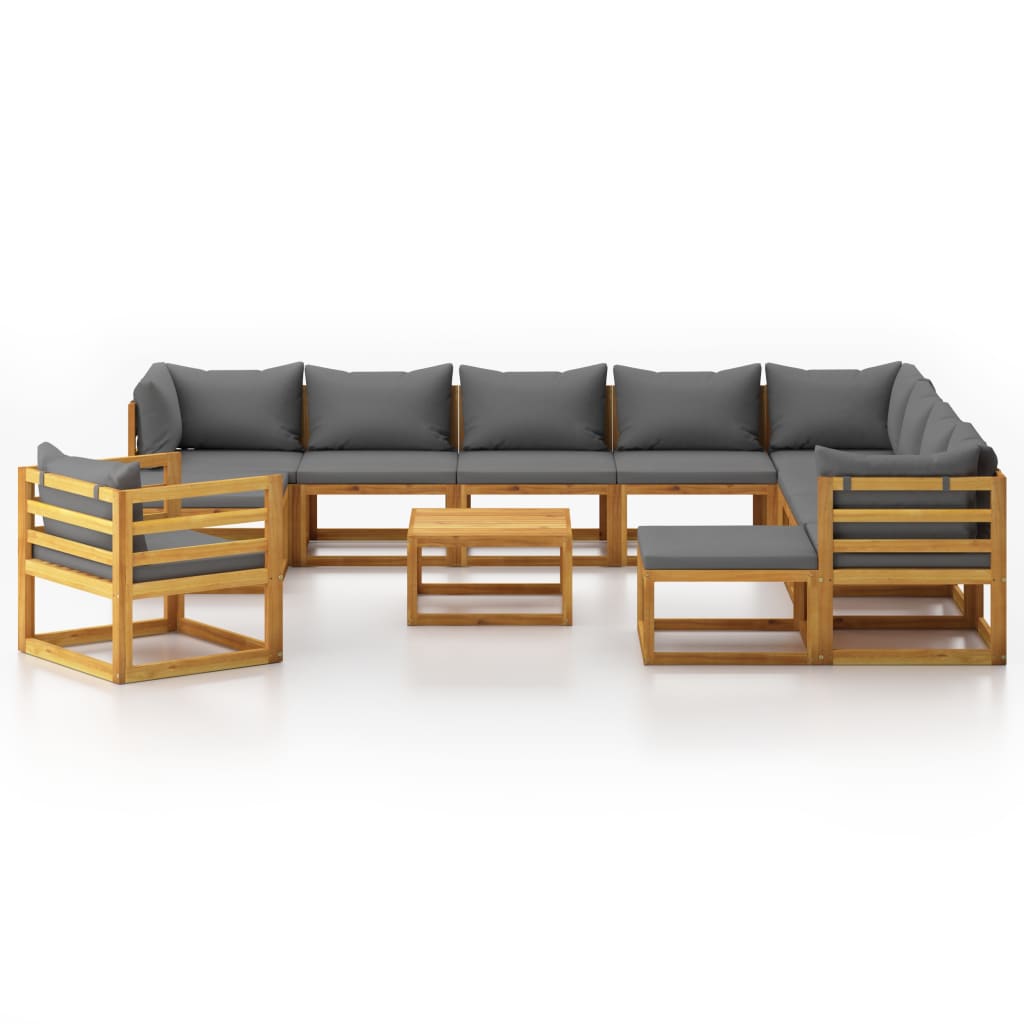 

vidaXL 12-delige Loungeset met kussens massief acaciahout