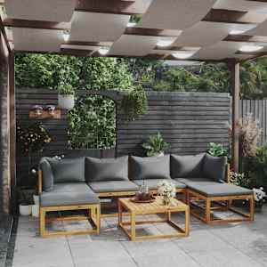 Vrtna sedežna garnitura z blazinami 7-delna trden akacijev les