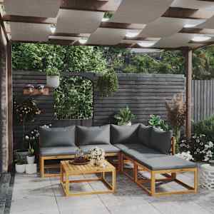 Vrtna sedežna garnitura z blazinami 6-delna trden akacijev les