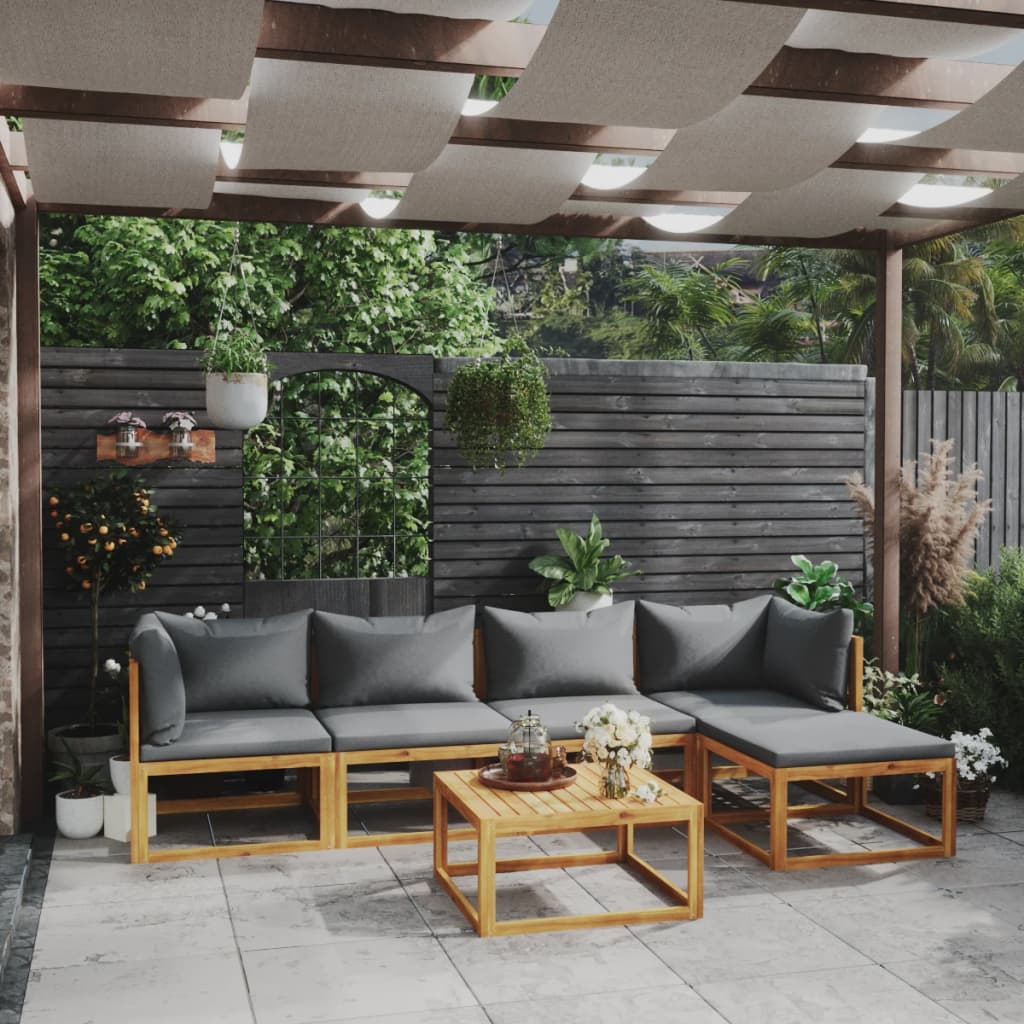 vidaXL 6-tlg. Garten-Lounge-Set mit Auflagen Massivholz Akazie