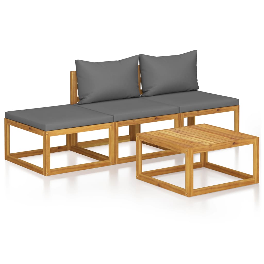 

vidaXL 4 Piece Patio Lounge Set with Cushion Solid Acacia Wood