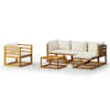 vidaXL 6-osaline aiadiivanikomplekt patjadega, kreemjas, akaatsiapuit