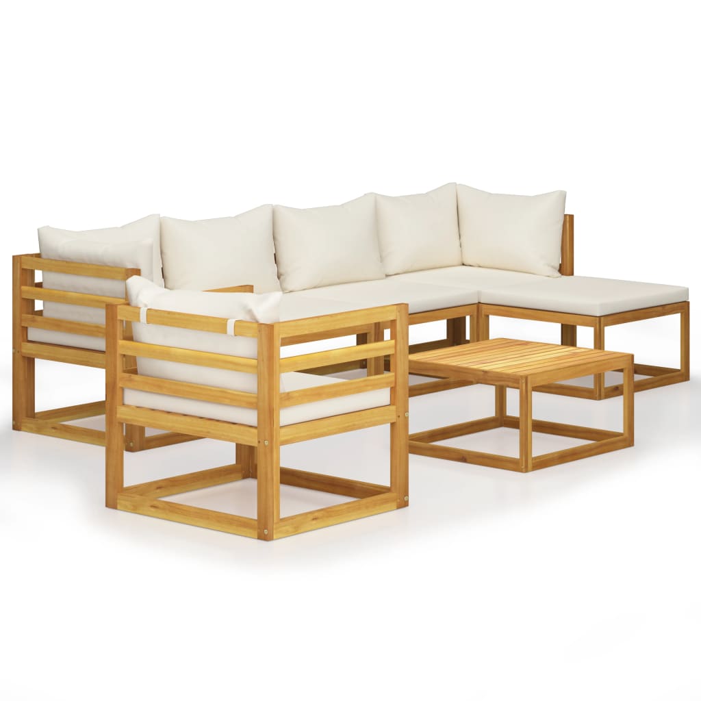 

vidaXL 7 Piece Patio Lounge Set with Cushion Cream Solid Acacia Wood