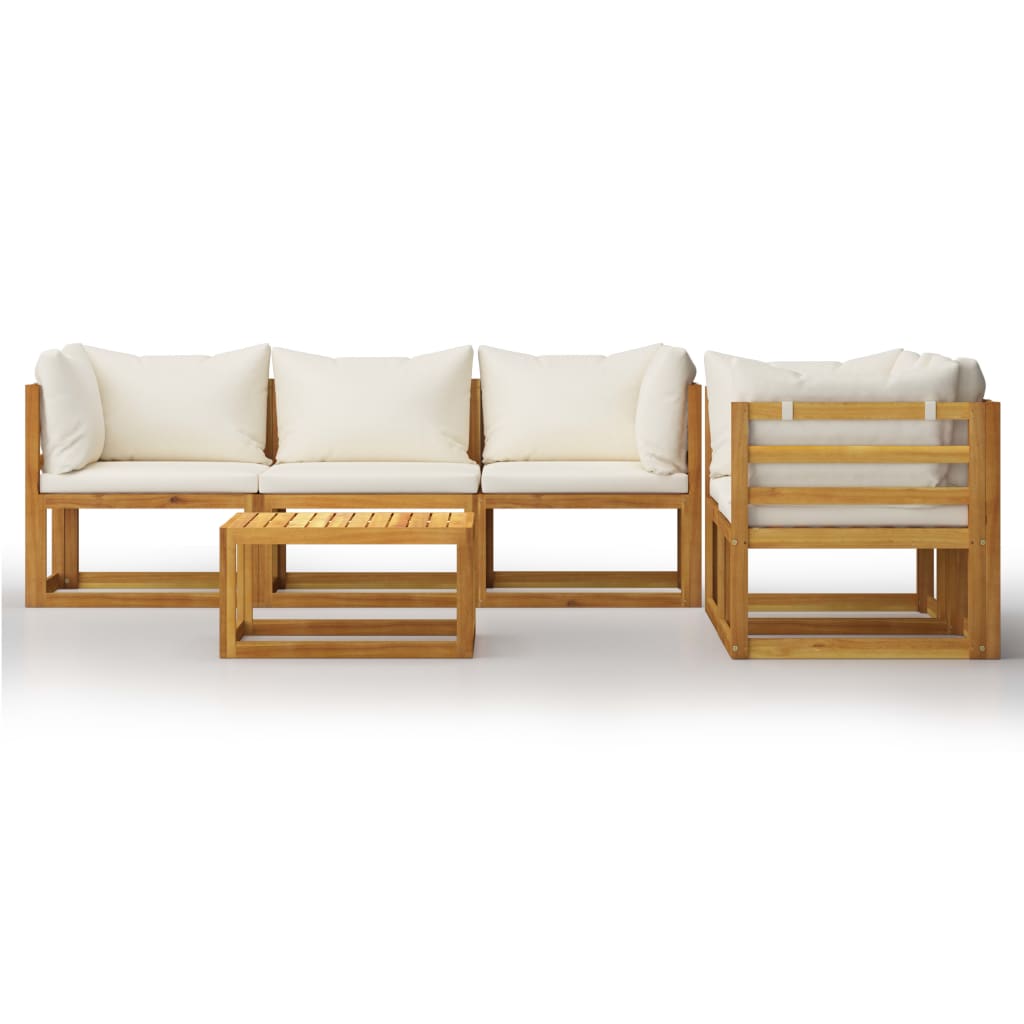 vidaXL 6-delige Loungeset met kussens massief acaciahout crème afbeelding