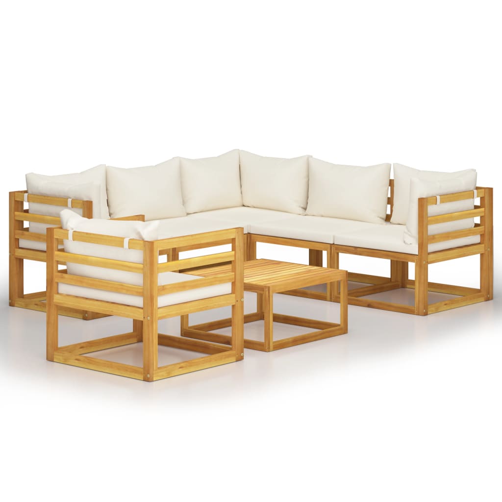 

vidaXL 7 Piece Patio Lounge Set with Cushion Cream Solid Acacia Wood